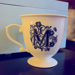 Anthropologie Cup/Mug black and white monogram “M”